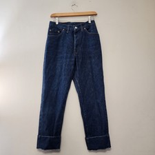Vintage 80s Levis 501 Cuffed Jeans Womens 26x30 26501-0159 Button Fly Dark Wash