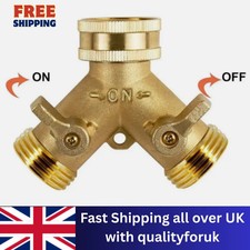 3/4" Solid-Brass Double Two Way Tap Garden Connector Adaptor Hose Splitter..