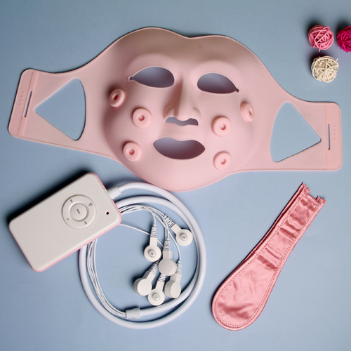 Pink LED Light Photon Therapy Soft Gel Vibration Anti Wrinkle Mask Face Massager - Picture 5 of 9