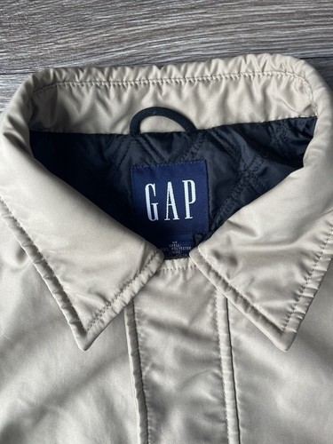 Gap Rain Trench Coat Quilted Lining Full Zip 3/4 Length Mens Medium Tan Gorpcore - Picture 6 of 16