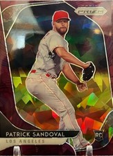 2020 Panini Prizm #26 Patrick Sandoval Burgundy Cracked Ice Prizm /25 Rookie RC
