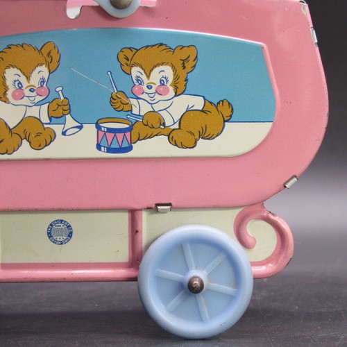 Ohio Art Baby Buggy, Lithograph Metal Carriage, Teddy Bears, Woolworth Tag - Picture 5 of 19