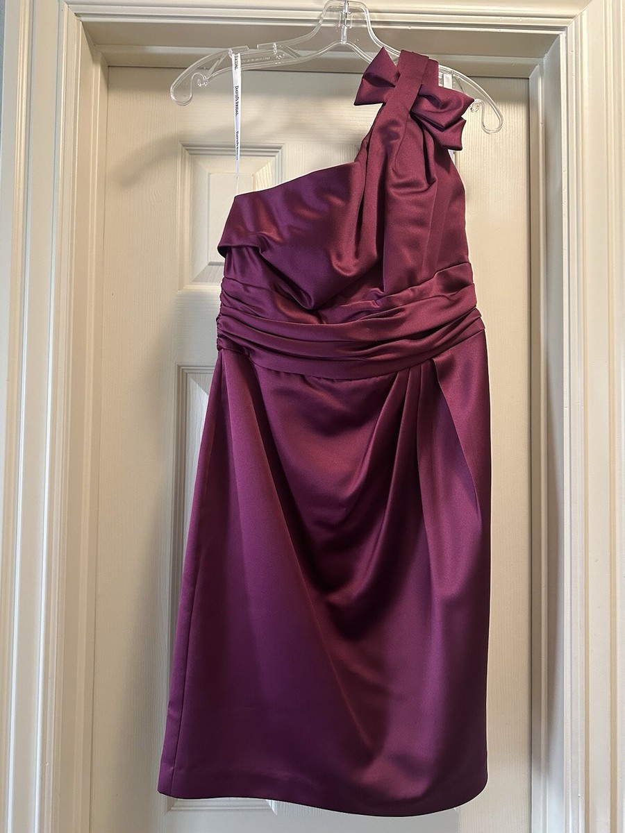 One Shoulder David's Bridal Purple DAVIDS BRIDAL 84333 Plum