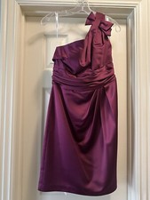 DAVIDS BRIDAL 84333 Plum dress bridesmaid one shoulder size 10 Purple