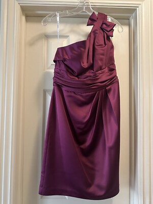 DAVIDS BRIDAL 84333 Plum dress bridesmaid one shoulder size 10 Purple | eBay