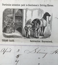 1883 AM Beach Receipt Billhead Horse Shoer Waterbury CT Stable Shoeing Motif