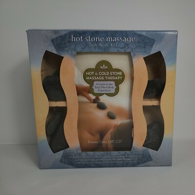 Hot Stone Massage Kit Therapy Book And Basalt River Stones Open Box Used Once