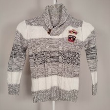 Rock Boys Sweater Size 5 White Gray Long Sleeve Sweatshirt Pullover Casual
