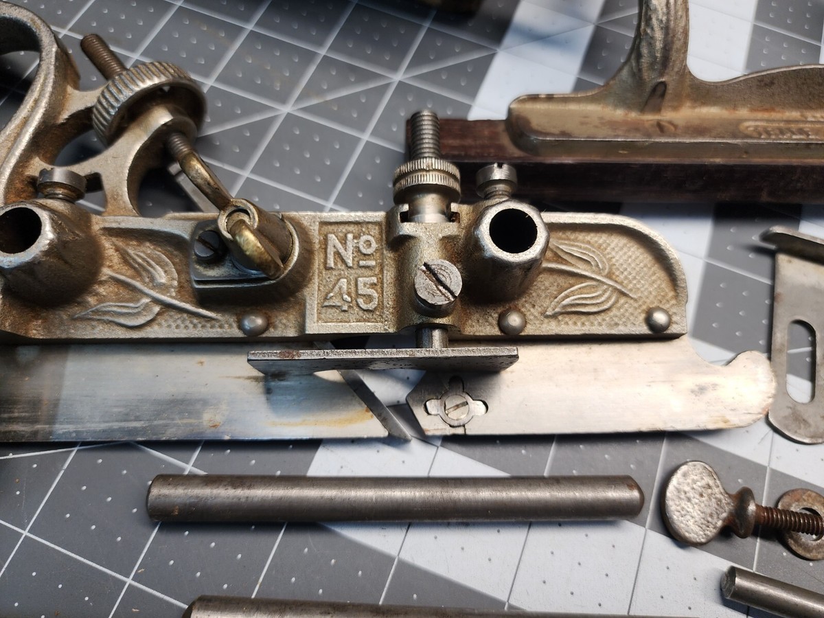 Vintage Stanley No. 45 Combination Plane w/Wooden Box And