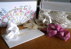 Dior GOLD, FLORAL & WHITE Gift Box with 3 Dior Ribbons, tissue, Seal, Empty card
