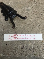 VINTAGE NOS SCHWINN SCRIPT "TOP BAR" WATER SLIDE DECAL SET "RED" IN COLOR GOOD