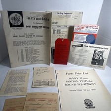 1950 DeVry 35mm 12000 Series Projector Barrel Shutter Instructions w/Price List