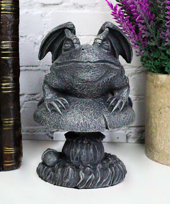 Ebros Gift Toad Gargoyle on Mushroom Figurine Collectible 5'' Height Horned