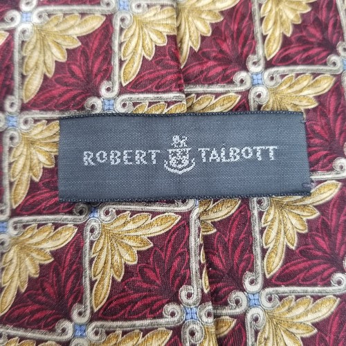 Cravatta uomo Robert Talbott oro bordeaux 100% seta design greco 58" USA - Foto 7 di 12