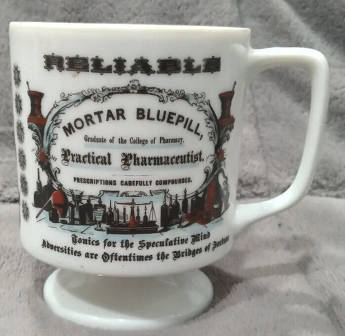 MORTAR BLUEPILL PRACTICAL PHARMACEUTIST VINTAGE COFFEE CUP, D handel mug 