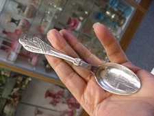 Antique 830 Silver Baby Birth Storck Spoon Norway Maker Marks Magnus Aase N100