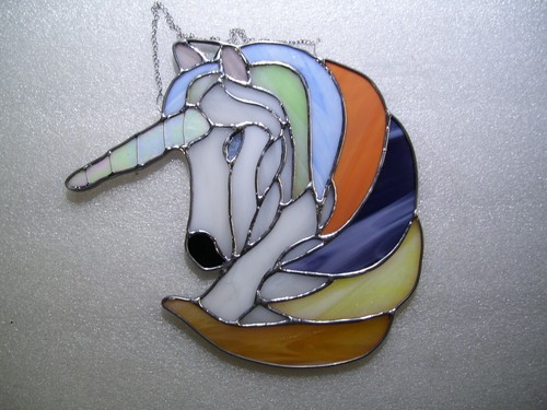 Stained Glass Unicorn Sun catcher (Real Glass) - Picture 6 of 7