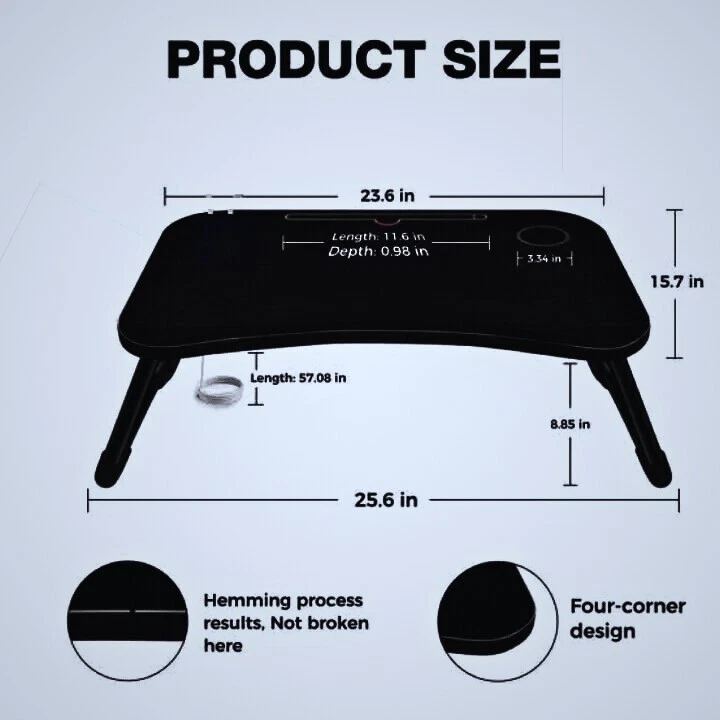 Mesa de madera para portátil para juegos para cama - Plegable, ergonómica y multifuncional Foto 3 de 4