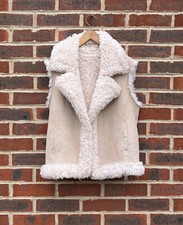 All Saints Ladies Reversible Sylvan Sheepskin Gilet Jacket Small Leather A387