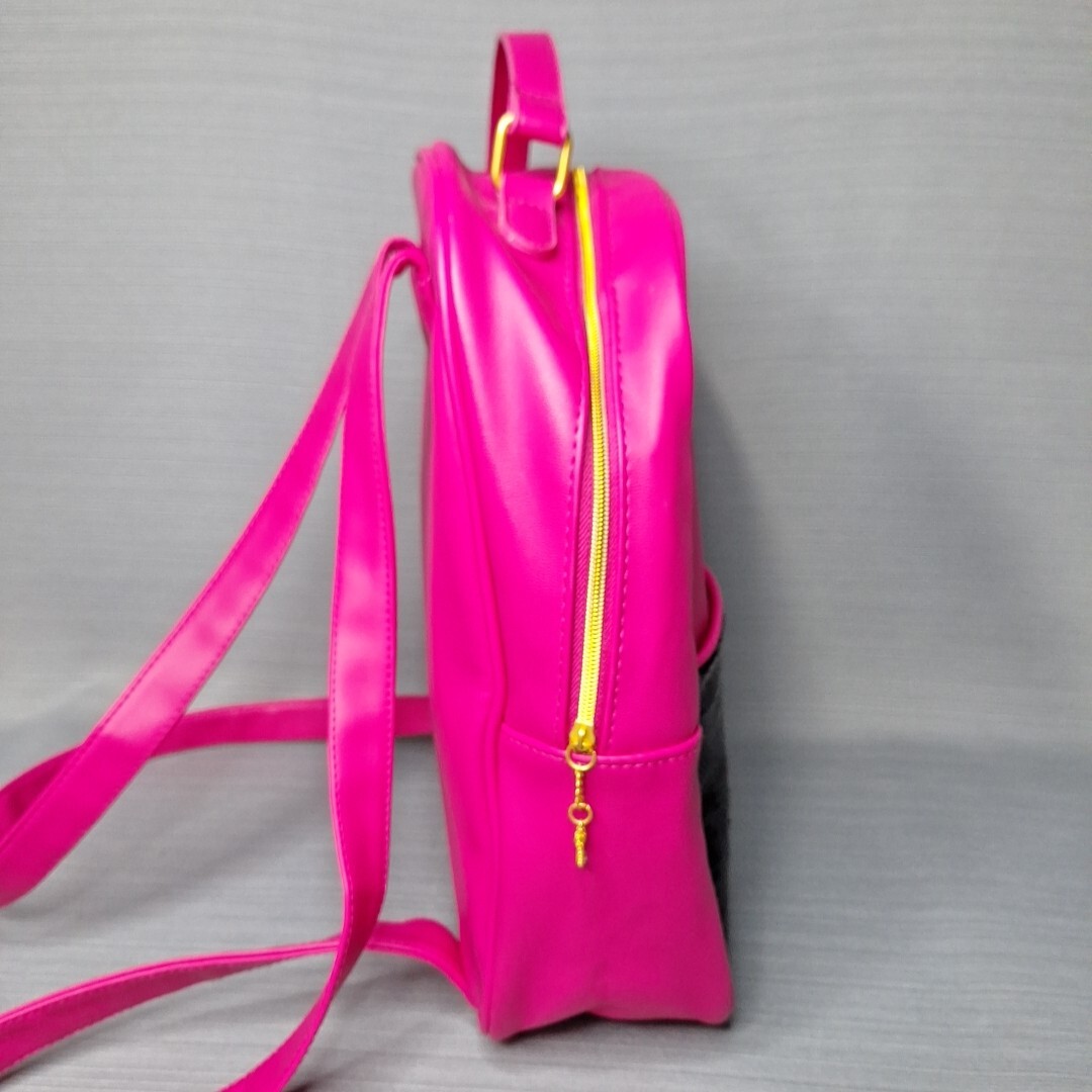 Juicy Couture Hot Pink & Black Faux Leather Backpack  display picture 2