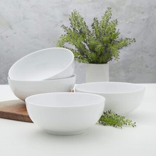 Set of 4 Soup and Cereal Porcelain Bowls White NEW