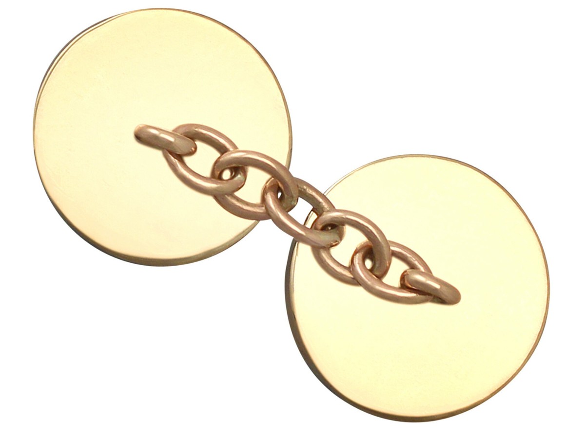 Boutons De Manchette Anciens En Or 14K Et Agate Mousse - Occasion, Très Bon état