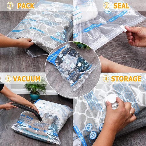 7 Jumbo Vacuum Storage Bags, Space Saver Sealer for Clothes, Pillows, Bedding - Picture 103 of 112
