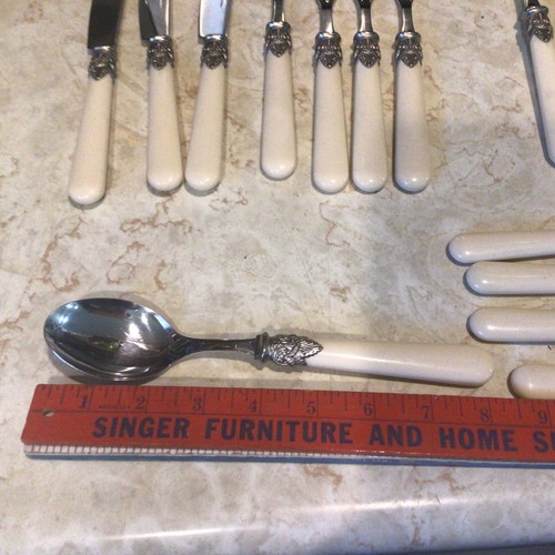 EME Posate Napoleone 16 Pezzi Acciaio Inox Avorio Crema 18/10 Italia - Foto 4 di 11