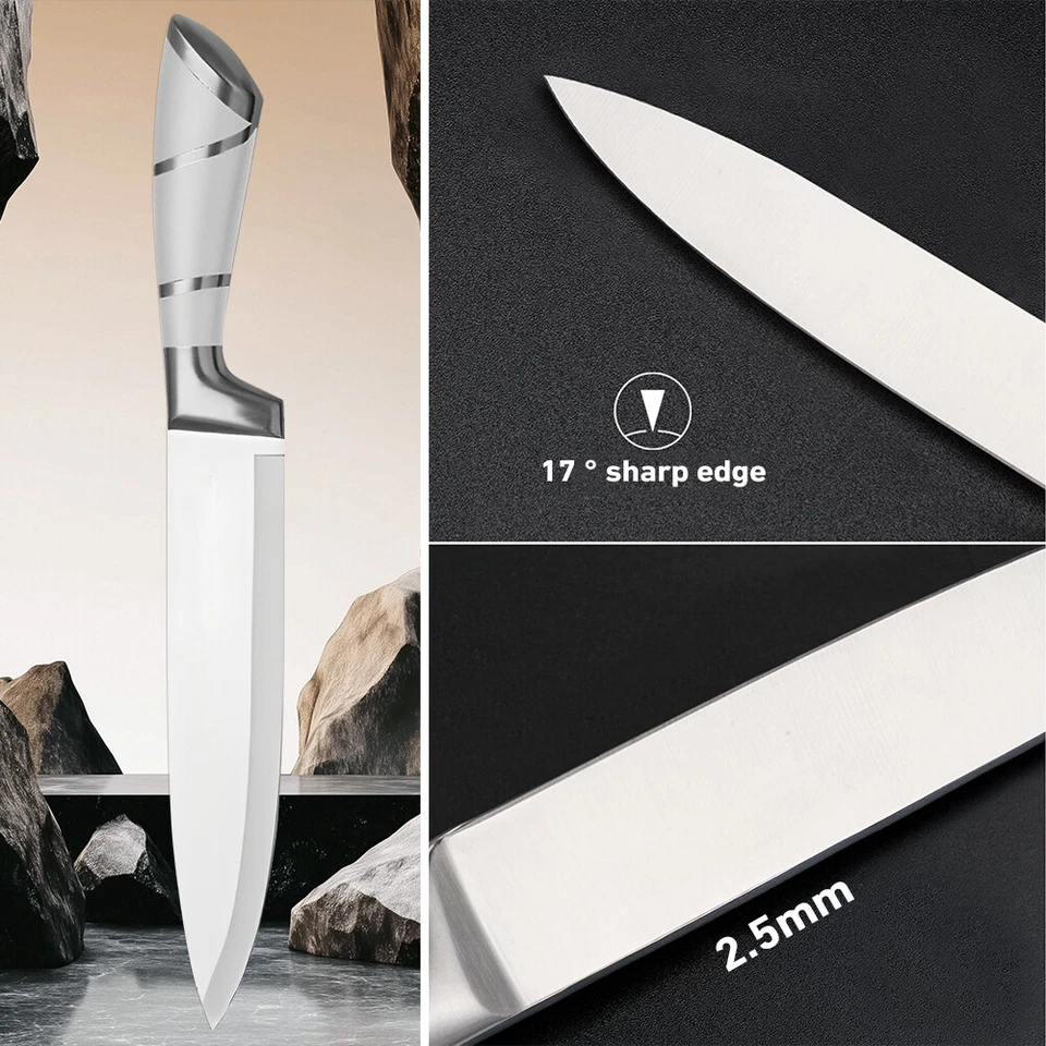 9PCS Kitchen Knife Set Stainless Steel Ultra Sharp Steak Cooking Chef Knives USA - Image 2 of 4