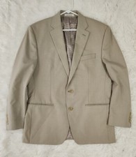 Mens tan CHAPS blazer jacket sport suit coat 65 Poly 35 rayon soft classic 42R