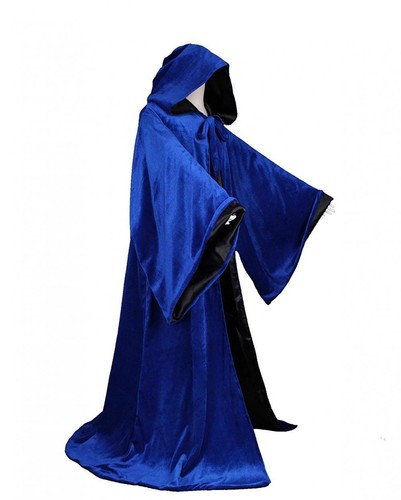 LuckyMjmy Velvet Wizard Robe with Satin Lined Hood and Sleeves - Picture 103 of 130