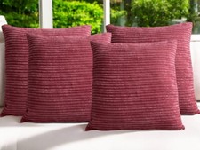 Set of 4 - Cushion Covers Plain Corduroy Cord Jumbo Super Soft 18x18" 45x45cm