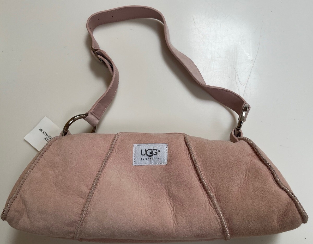 BRAND NEW UGG AUSTRALIA PINK SHOULDER DUST BAG RIP SHEEPSKIN FUR LEATHER  SUEDE