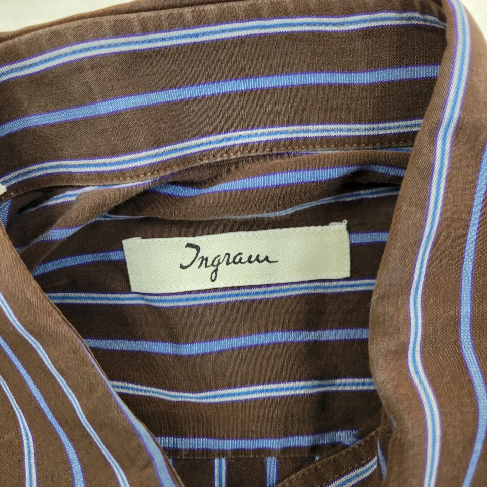 Ingram Shirt Men XXL Formal Dress Work Oxford Shadow Pinstripe 17.5/44 Adult 2XL - Image 3 of 4