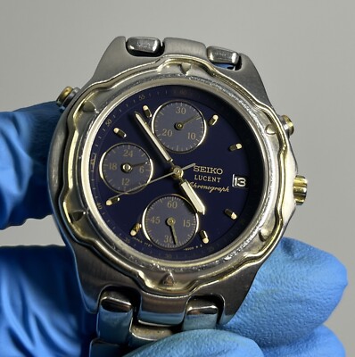 SEIKO セイコー LUCENT ルーセント 7T27-6010 クロノグラフ Seiko Lucent 7T27-6010 Chronograph Blue Strap 38mm Operation