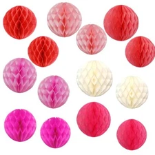 14pcs Decorations Honeycomb Ball Paper Heart Tissue Paper Hanging Party Decor...