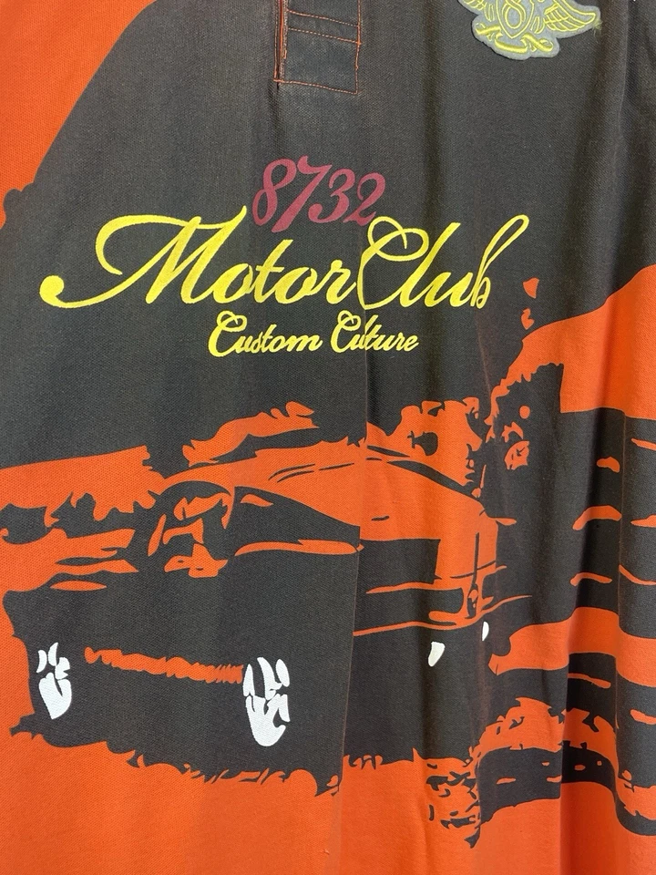 Eight 732 Shirt Men's 3XL Hip Hop Baggy Y2k 90s  Orange Motor Club Rap Shirt - Image 2 of 4