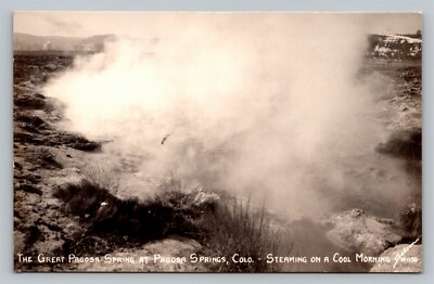 RPPC Pasposa Springs Colorado CO Steaming on a Cool Morning VTG Photo Postcard