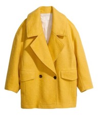 H&m Trend Yellow Fluffy Wool Blend Coat Jacket