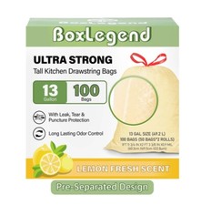 Trash Bags Ultra Strong 100 bags 13 Gallon Drawstring Tall Garbage Bag