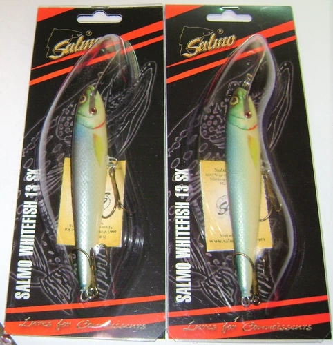 2 SALMO SINKING WHITEFISH LURES BLUE SILVER DISCONTINUED SW13SX BS