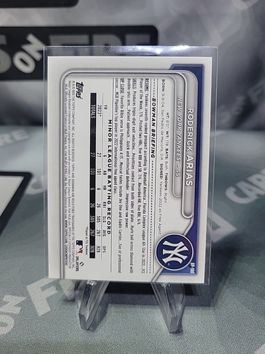 2024 Bowman Prospects Neon Green #BP-100 RODERICK ARIAS /399 New York Yankees - Picture 3 of 3