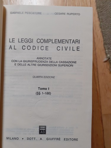 Pescatore, Ruperto - Le leggi complementari al codice civile - Giuffrè -2 volumi - Foto 2 di 7