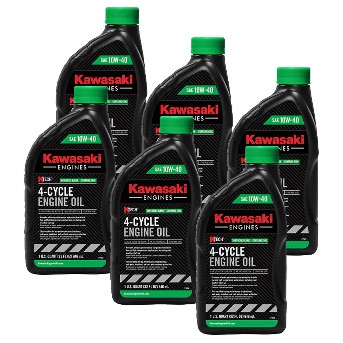 6PK Genuine OEM Kawasaki 10W40 Motor Oil Quart 4-Cycle K-Tech 99969-6296