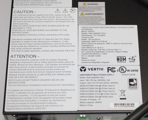 VERTIV | PSI5-3000SRT120LI | PSI5 3000VA/2700W Lithium-Ion UPS -Open Box - Picture 9 of 10