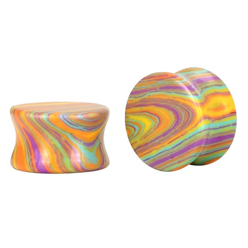 2PCS Organic Stone Ear Gauges Double Flared Saddle Ear Plug Flesh Tunnels Earlet - Picture 5 of 17