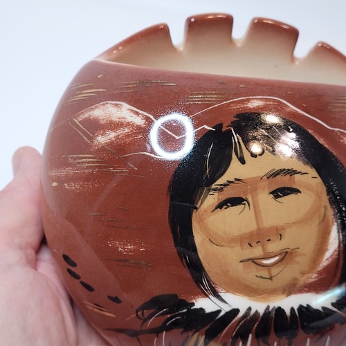 Vtg Sasha Brastoff Domed Ashtray/Dish Inuit Native Alaska 3 Footed MCM Tobaciana - Picture 8 of 13