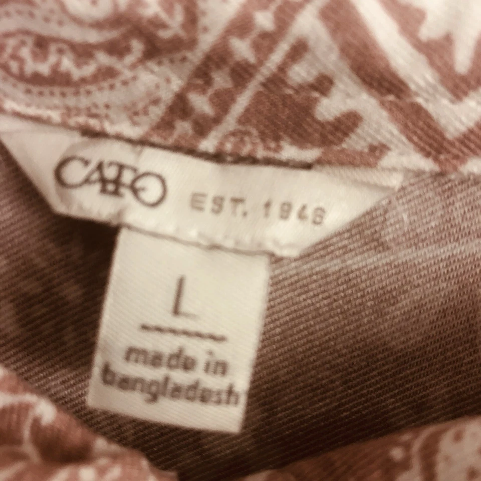 Mujer Cato Blanco Rubor Rosa Tostado Azul Marino Abstracto Bolsillo Abotonado Manga Larga L Foto 2 de 4