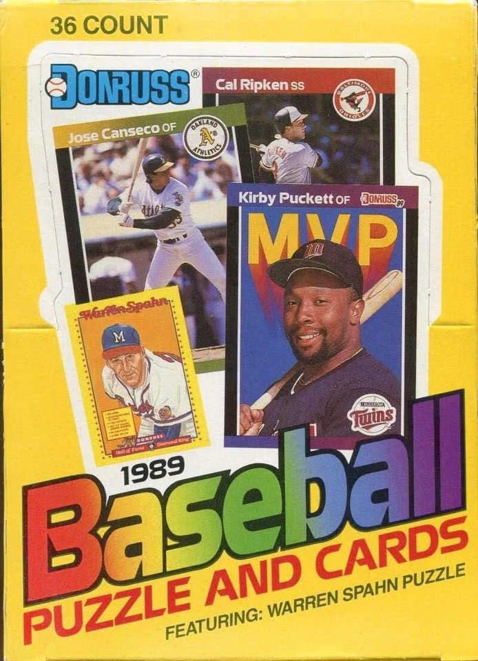 1989 Donruss Leaf 36count BASEBALL WAX BOX Ken Griffey Jr., John Smoltz RCs - Image 2 of 4