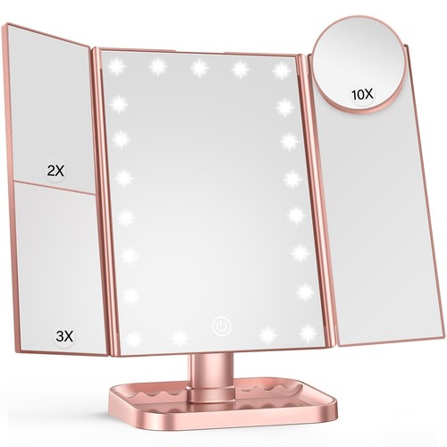Makeup Mirror 10X 3X 2X Magnification Lighted Makeup Mirror Touch Control Dua...